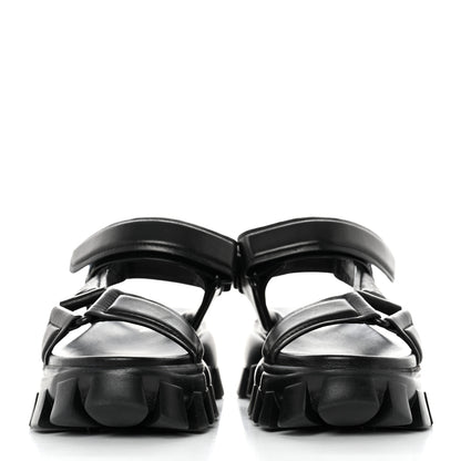 Prada Nappa Logo Embossed Thunder Sole 50mm Sport Sandals 36 Black 2 of 9