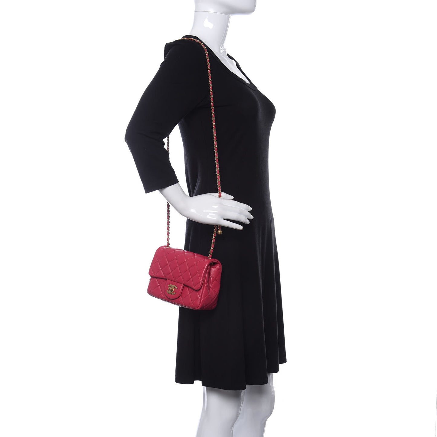Lambskin Quilted Mini Pearl Crush Flap Dark Pink