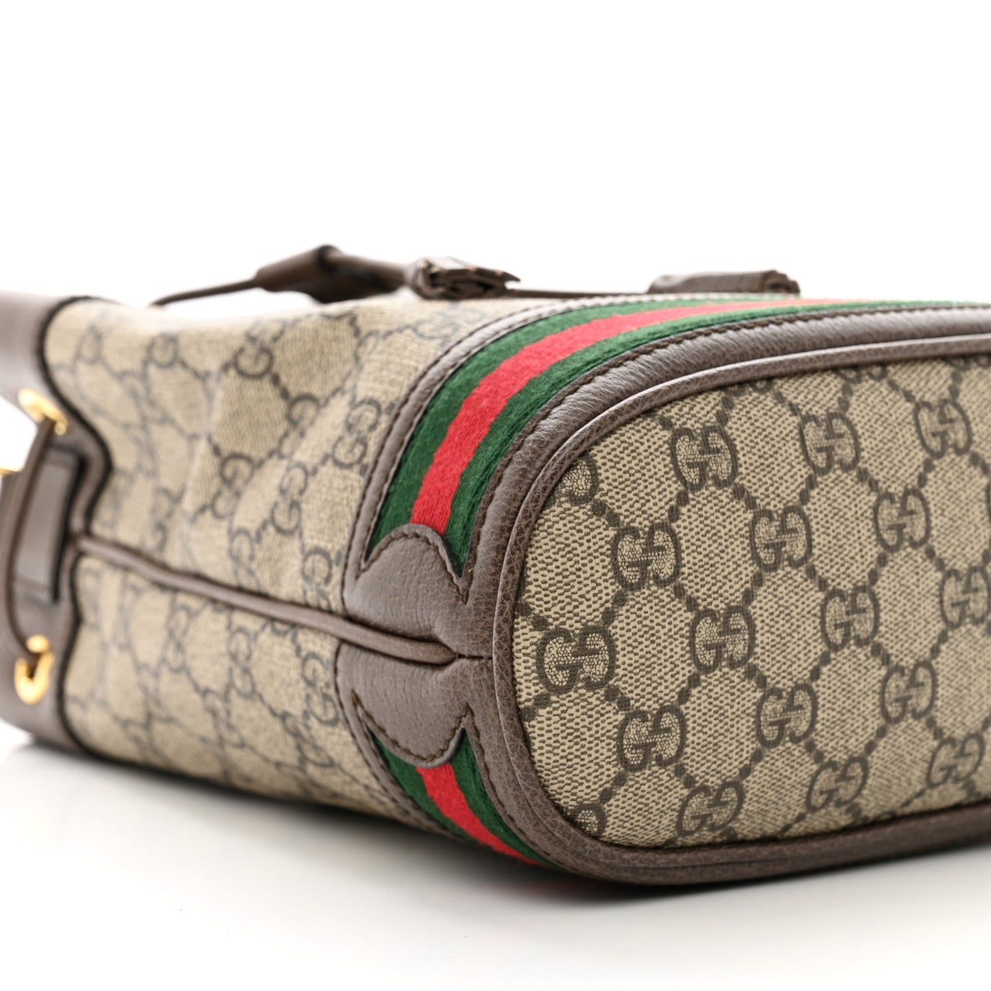 GG Supreme Monogram Web Small Ophidia Bucket Bag Brown