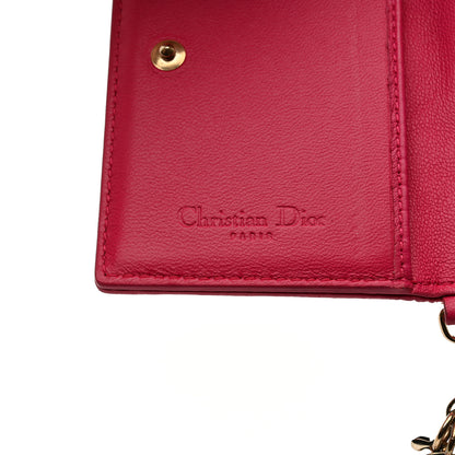 Christian Dior Lambskin Cannage Small Lady Dior Flap Card Holder Fuchsia 10 of 13