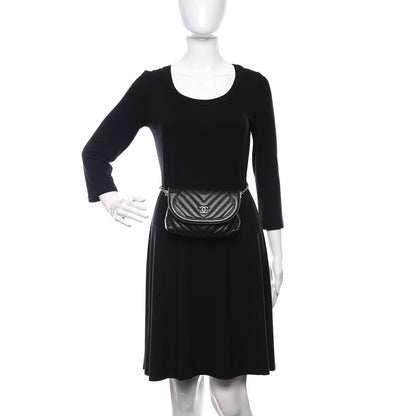 Chanel Calfskin Chevron Waist Belt Bag Black 2 of 14