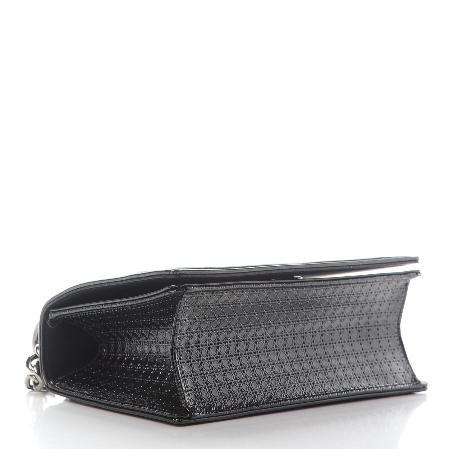 Metallic Patent Micro-Cannage Medium Diorama Flap Bag Graphite