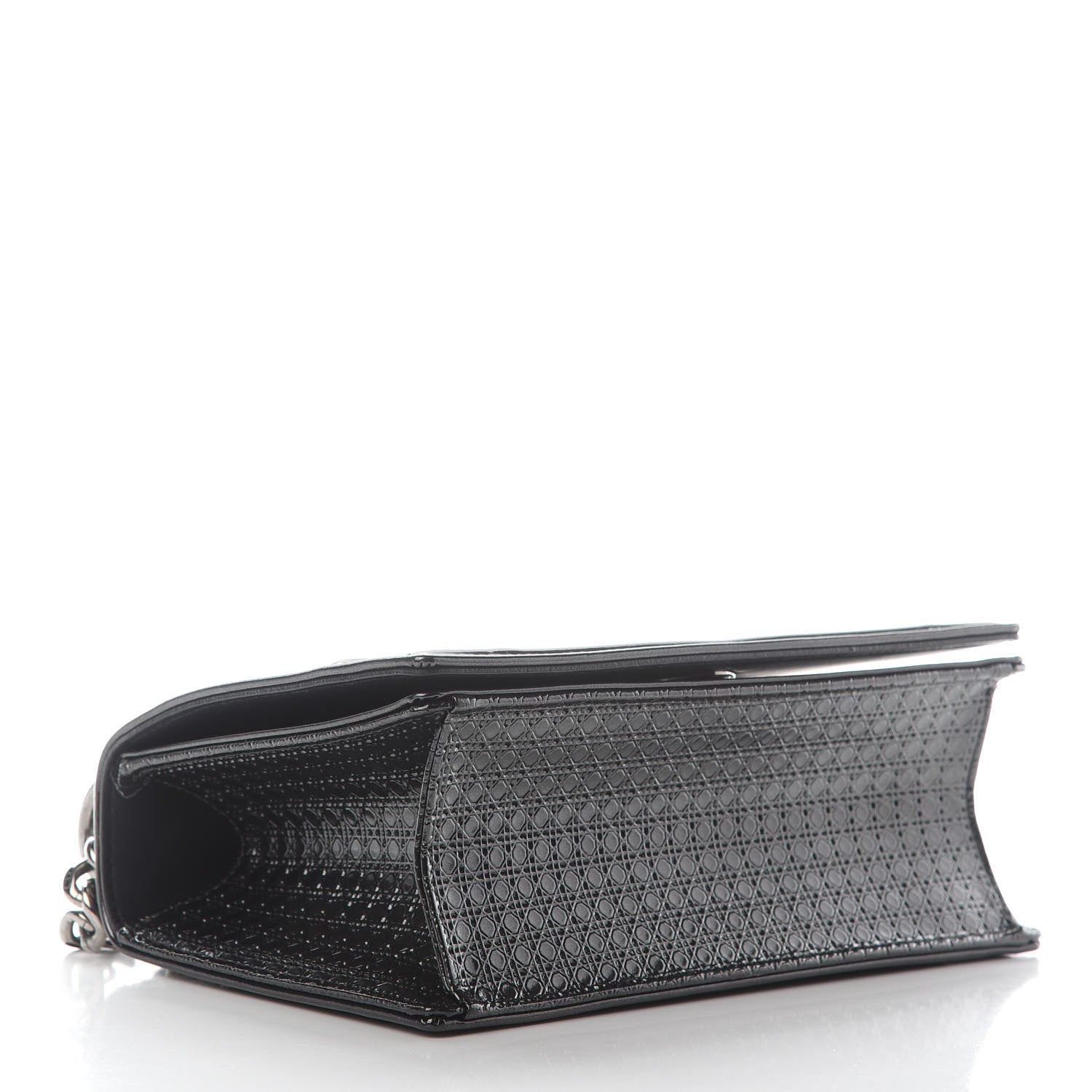 Christian Dior Metallic Patent Micro-Cannage Medium Diorama Flap Bag Graphite 4 of 8