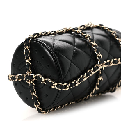 Chanel Lambskin Quilted CC To Drink Water Bottle Black Gold 10 of 12