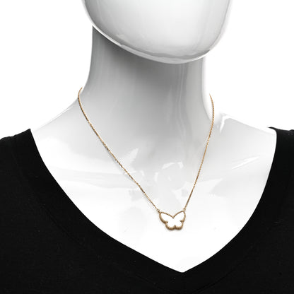 Van Cleef & Arpels 18K Yellow Gold Mother of Pearl Lucky Alhambra Butterfly Pendant Necklace 2 of 6