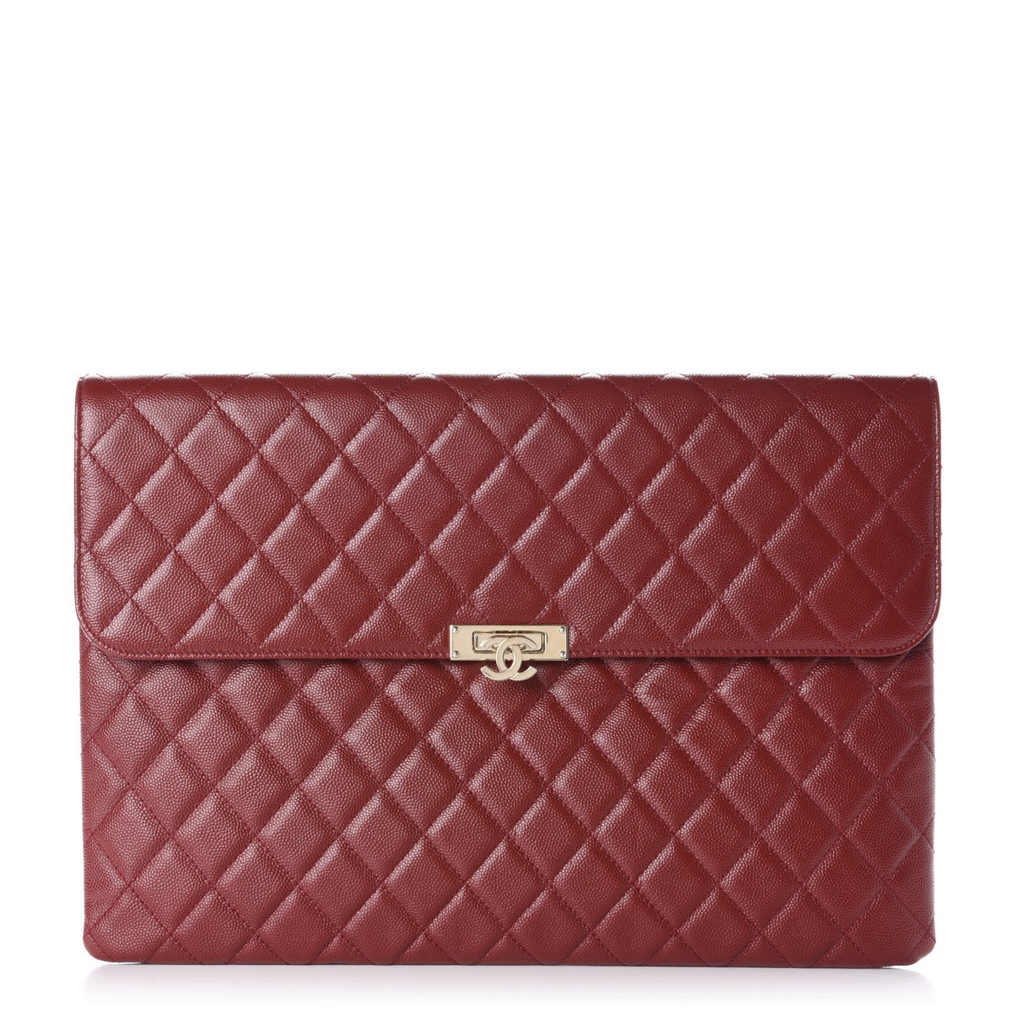 Caviar Quilted Large Golden Class Pouch Dark Red