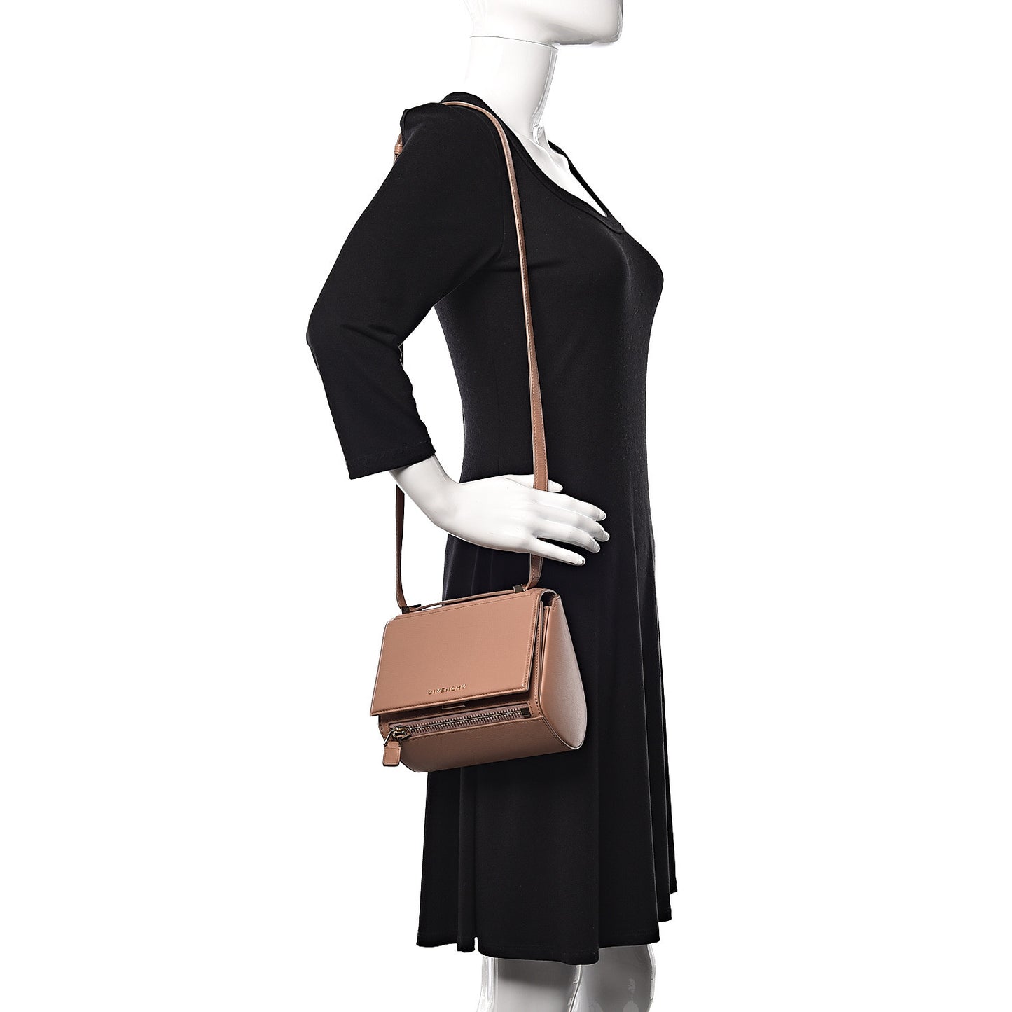 Textured Calfskin Mini Pandora Box Crossbody Bag Old Pink