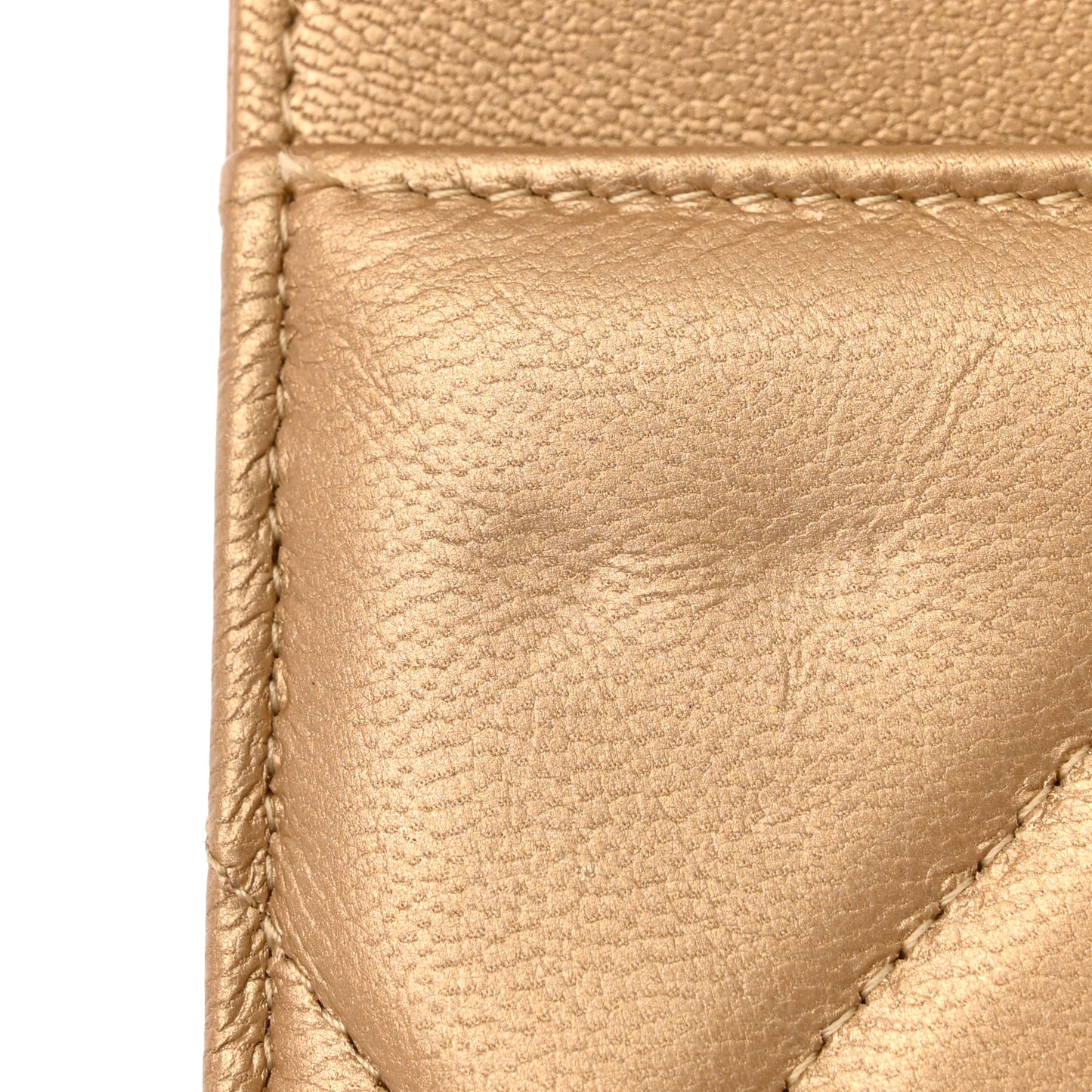 Metallic Goatskin Quilted Chanel 19 Wallet On Chain WOC Gold