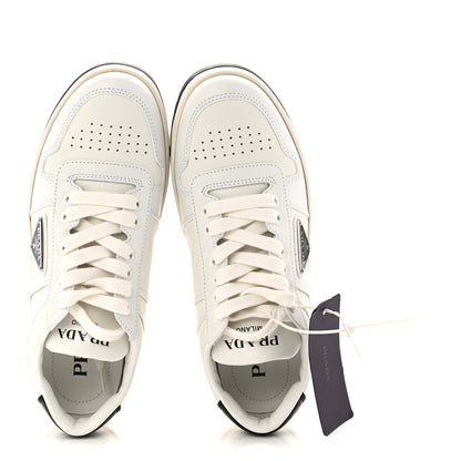 Prada Vitello Rois Triangle Womens Downtown Low Top 30mm Sneakers 38 White Black 5 of 10