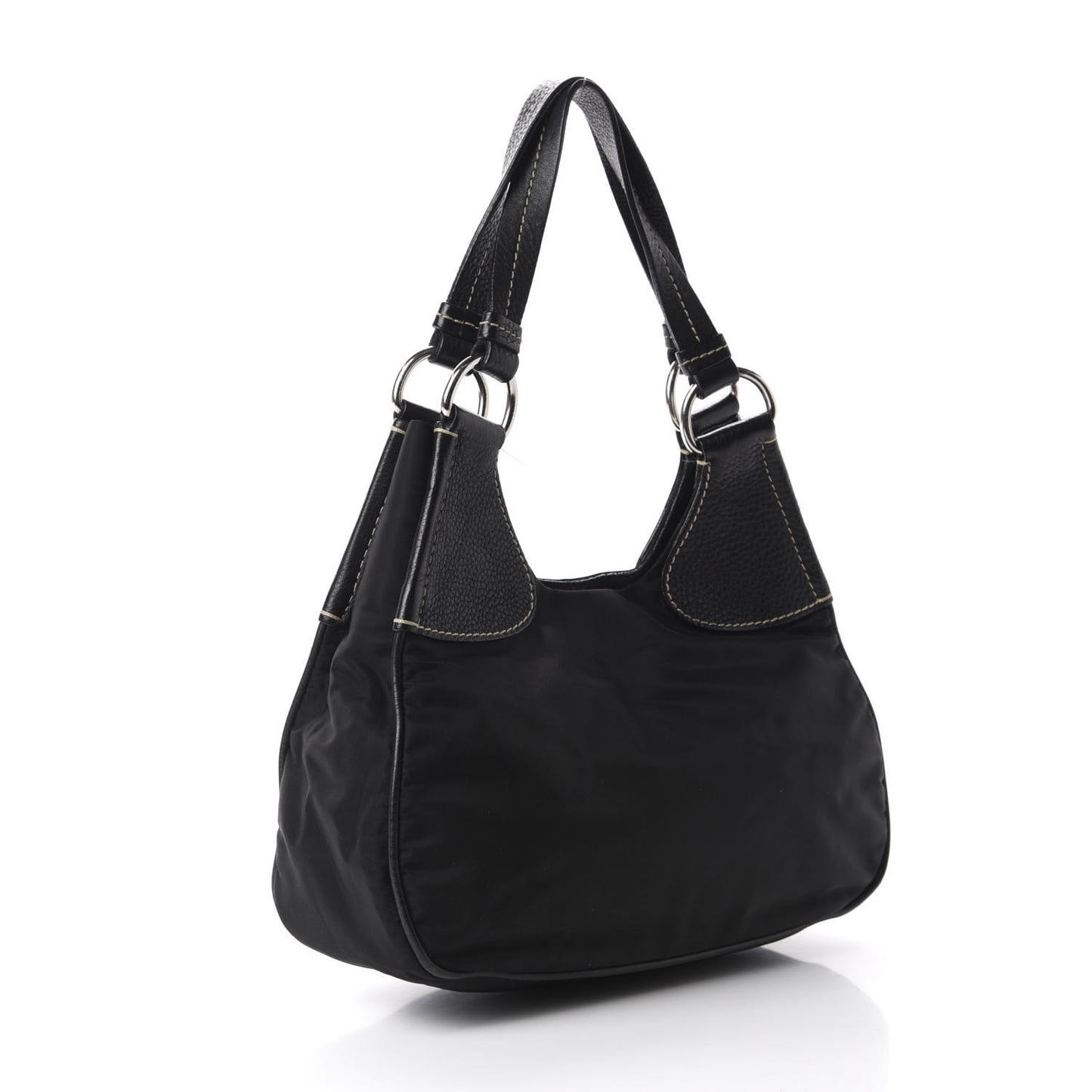 Tessuto Light Nylon Vitello Daino Shoulder Bag Black