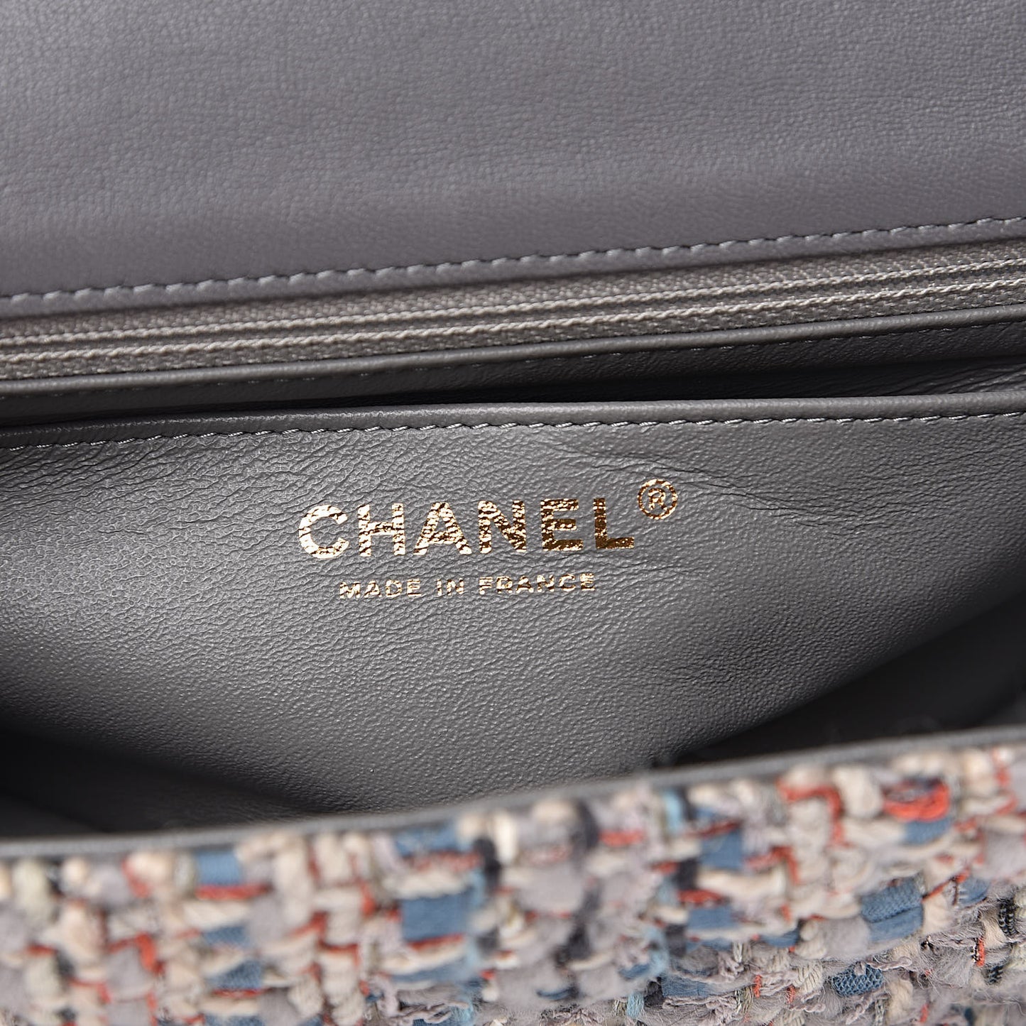 Tweed Quilted Mini Square Flap Bag Blue