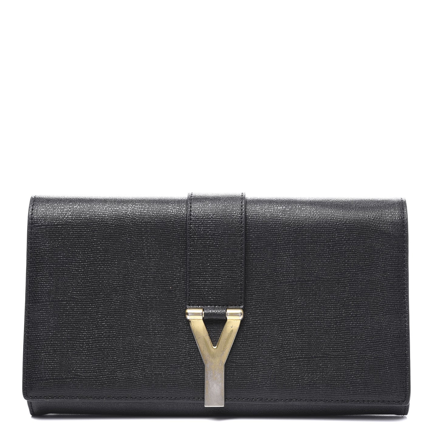 Textured Calfskin Y Ligne Clutch Black
