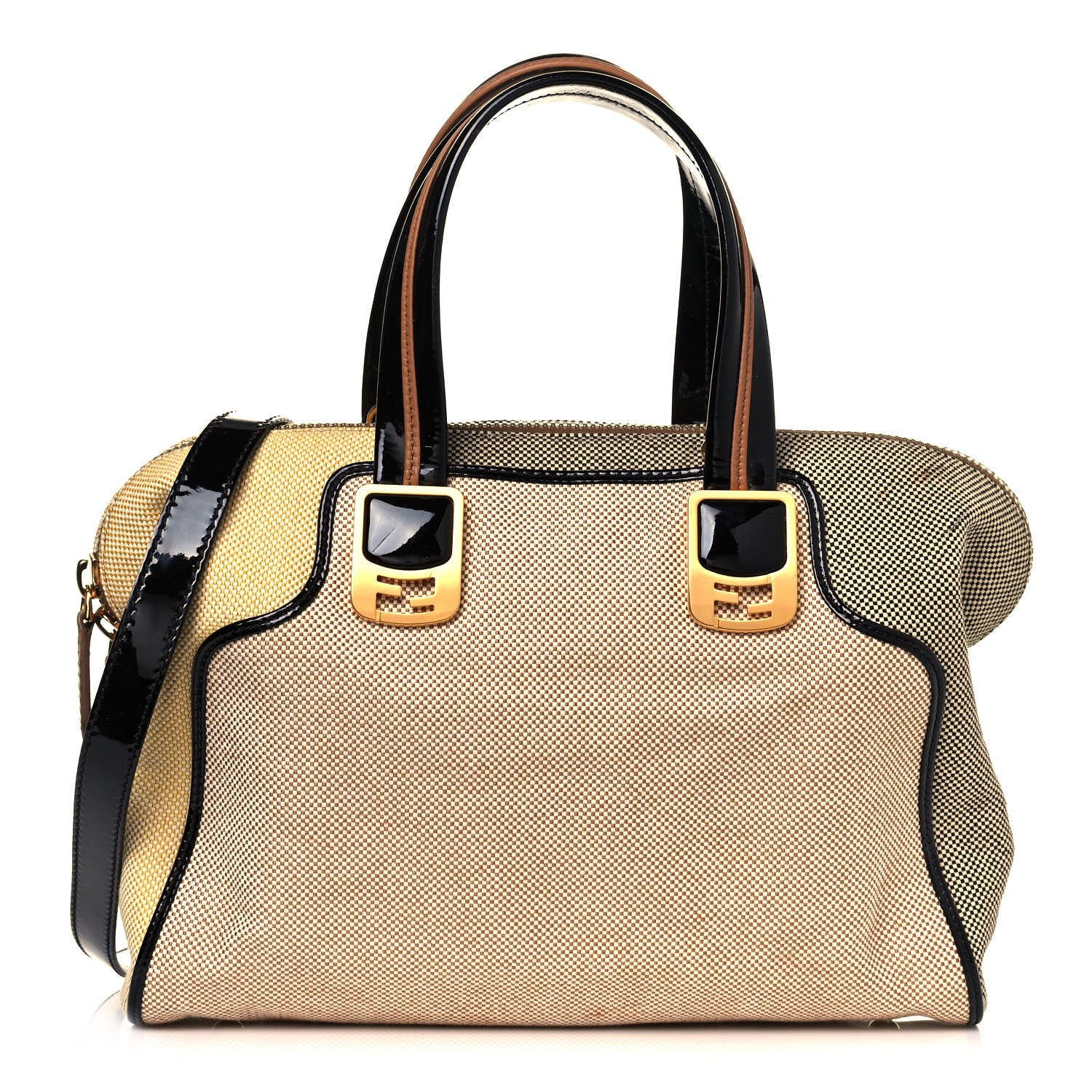 Fendi Canvas Colorblock Chameleon Tote Natural 1 of 14