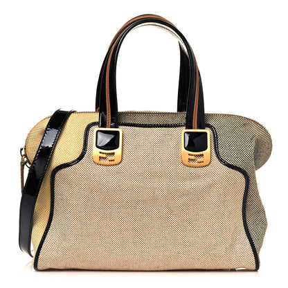 Fendi Canvas Colorblock Chameleon Tote Natural 1 of 14