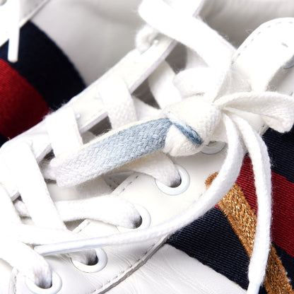 Gucci Calfskin Nappa Web LOVED Embroidered Womens Ace Sneakers 38 White Red Flame Notte 12 of 13