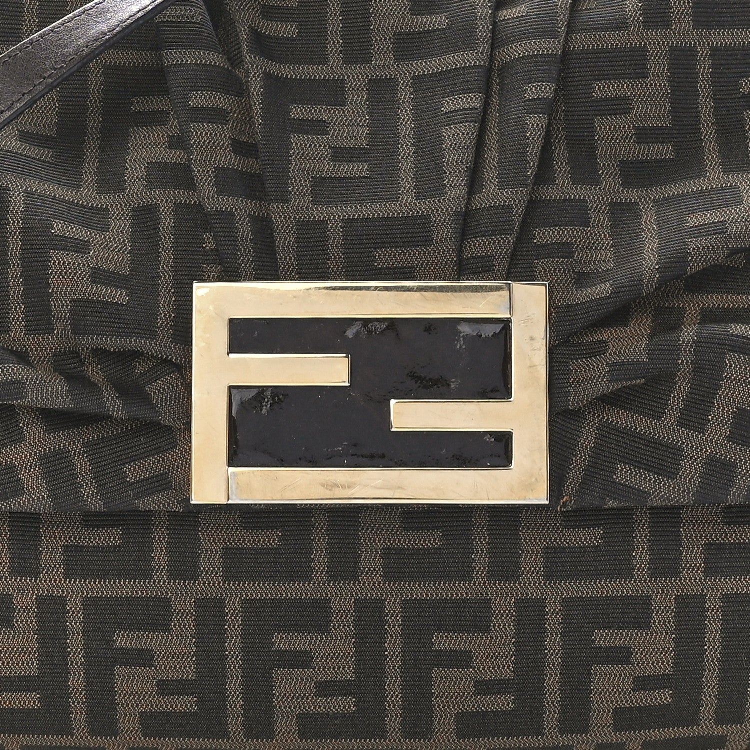 Fendi Zucca Patent Large Mia Shoulder Flap Tobacco 8 of 11