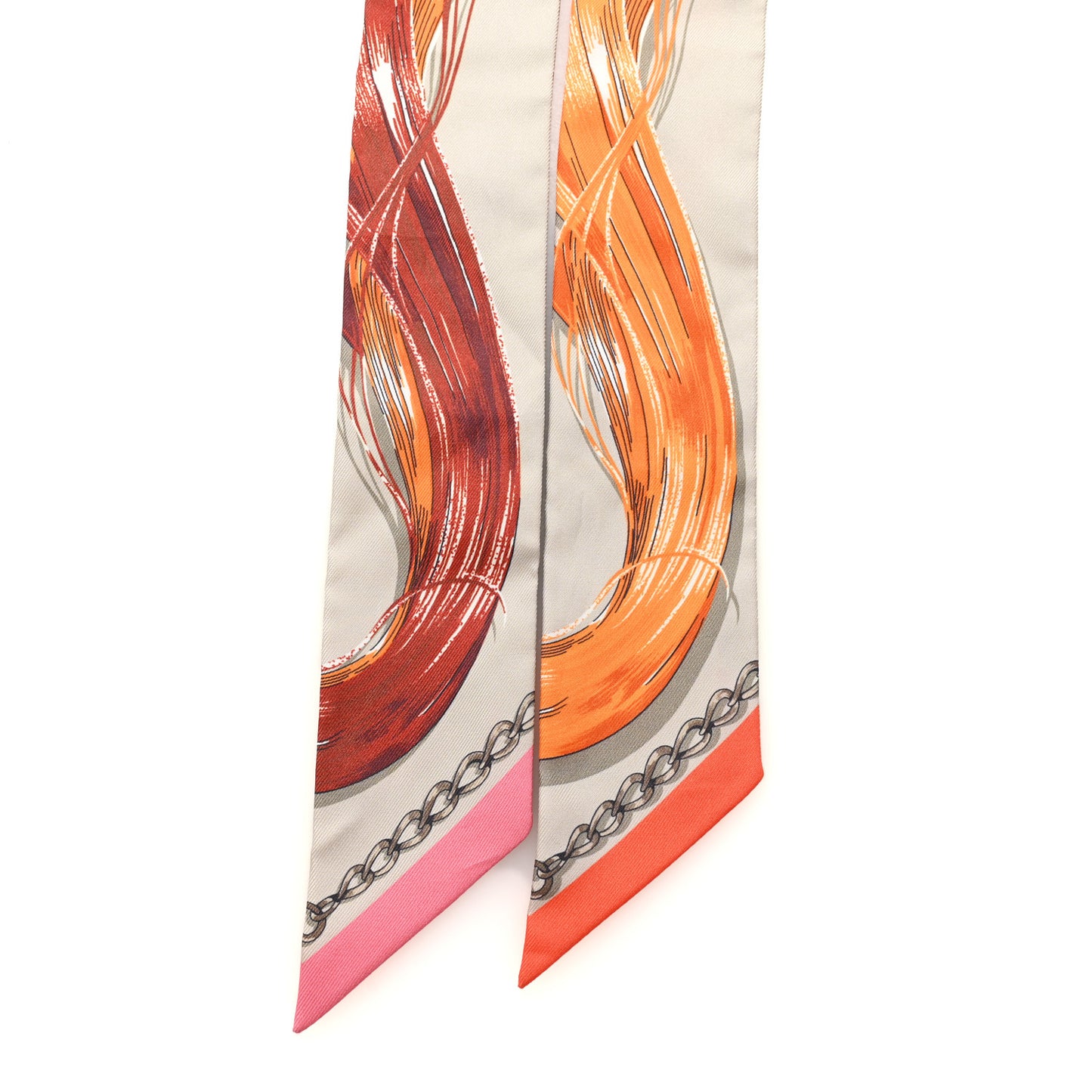 Silk Cavalcades Twilly Gris Perle Orange Acajou