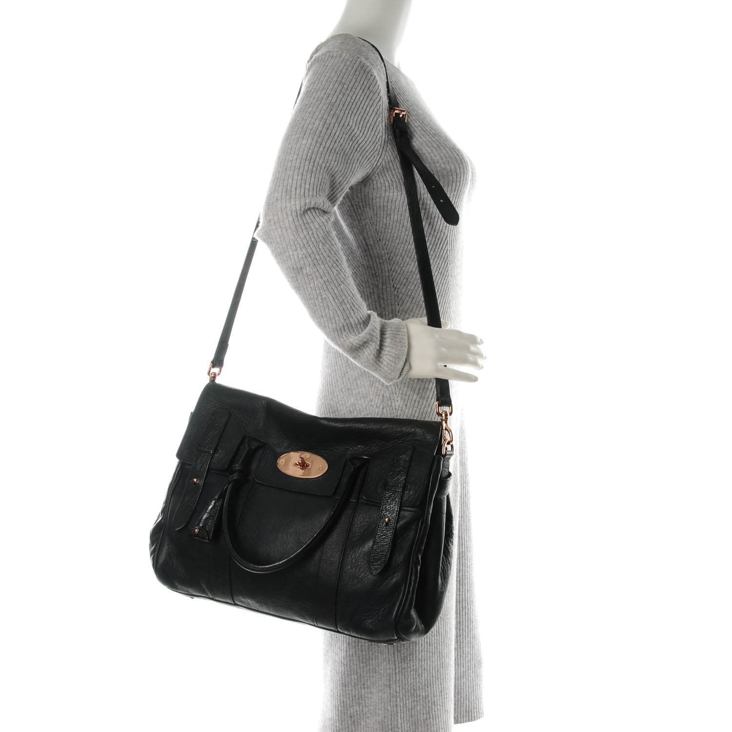 Mulberry Pebbled Matte Heritage Bayswater Satchel Nightshade Blue 2 of 8