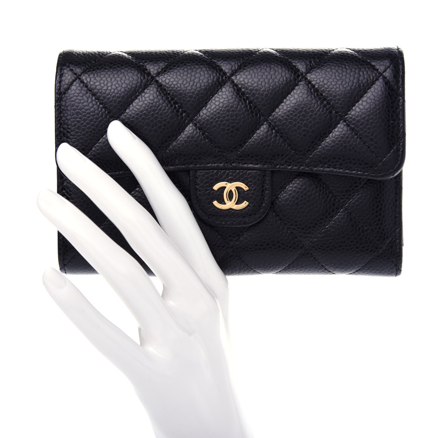 Chanel Caviar Quilted Medium Flap Wallet Black 2 of 9