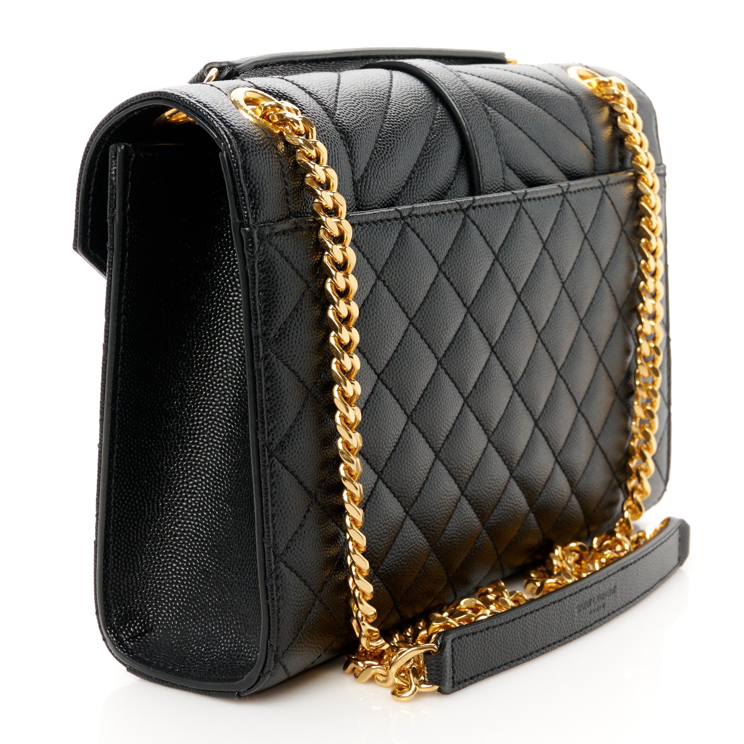 Saint Laurent Grain De Poudre Textured Mixed Matelasse Triquilt Medium Monogram Satchel Black 3 of 10