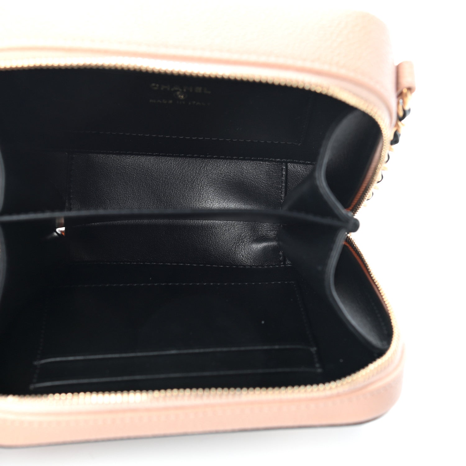 Chanel Caviar Quilted CC Filigree Vanity Clutch With Chain Beige Black 5 of 9