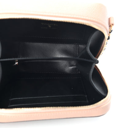 Chanel Caviar Quilted CC Filigree Vanity Clutch With Chain Beige Black 5 of 9