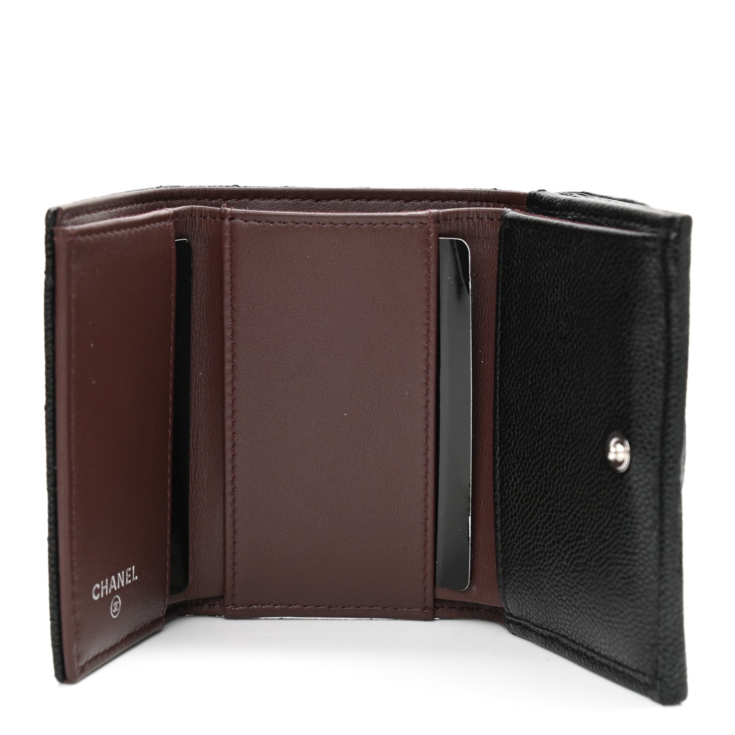 Caviar Quilted Compact Flap Wallet Black