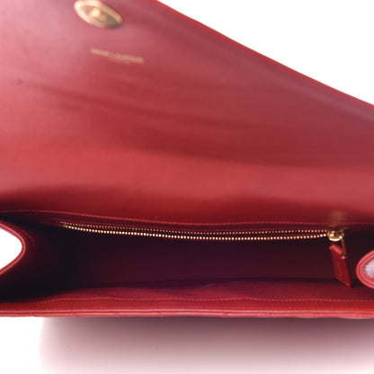 Saint Laurent Lambskin Matelasse Chevron Large Monogram Satchel Red 5 of 14