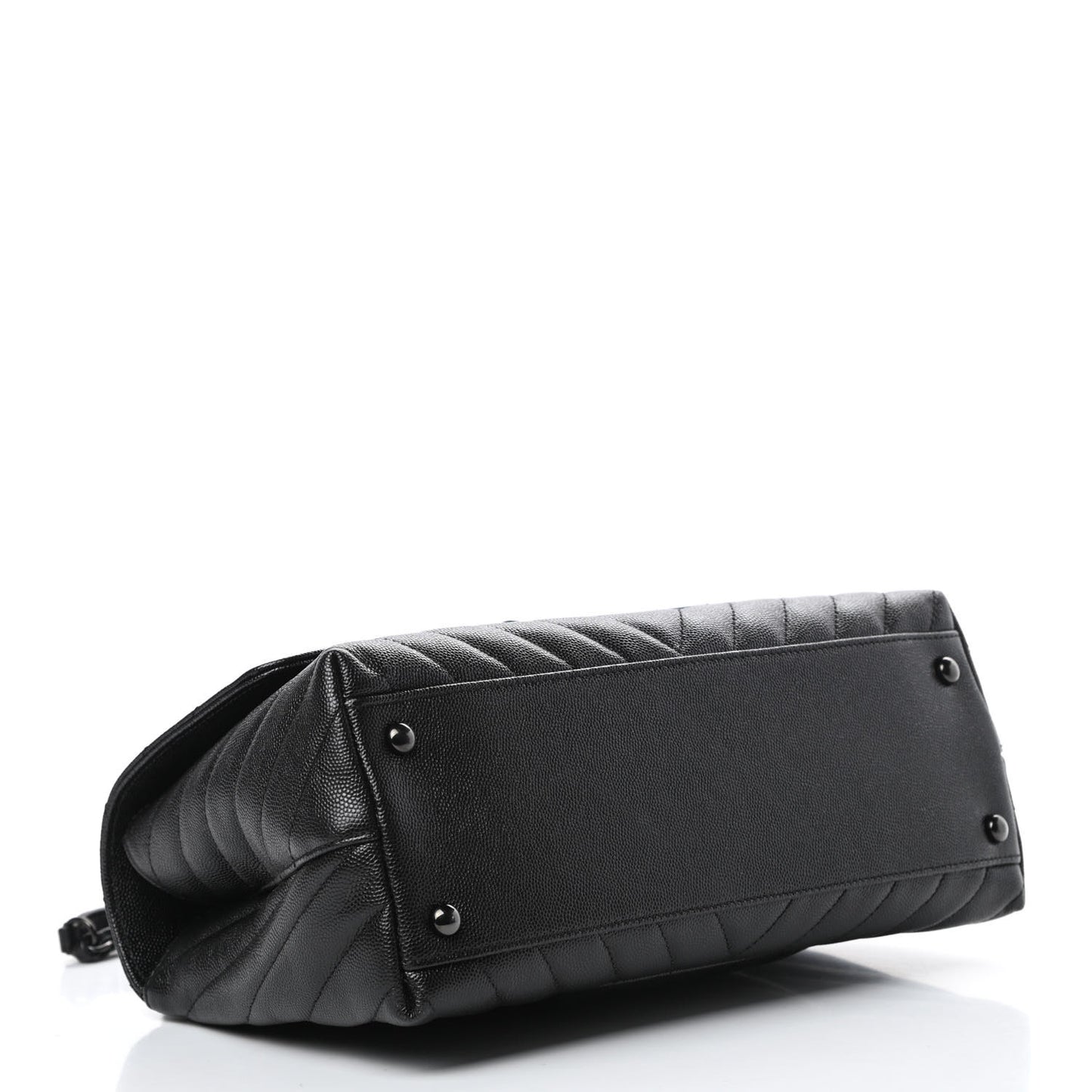 Caviar Chevron Quilted Small Coco Handle Flap So Black