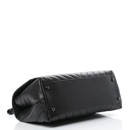 Chanel Caviar Chevron Quilted Small Coco Handle Flap So Black 4 of 10
