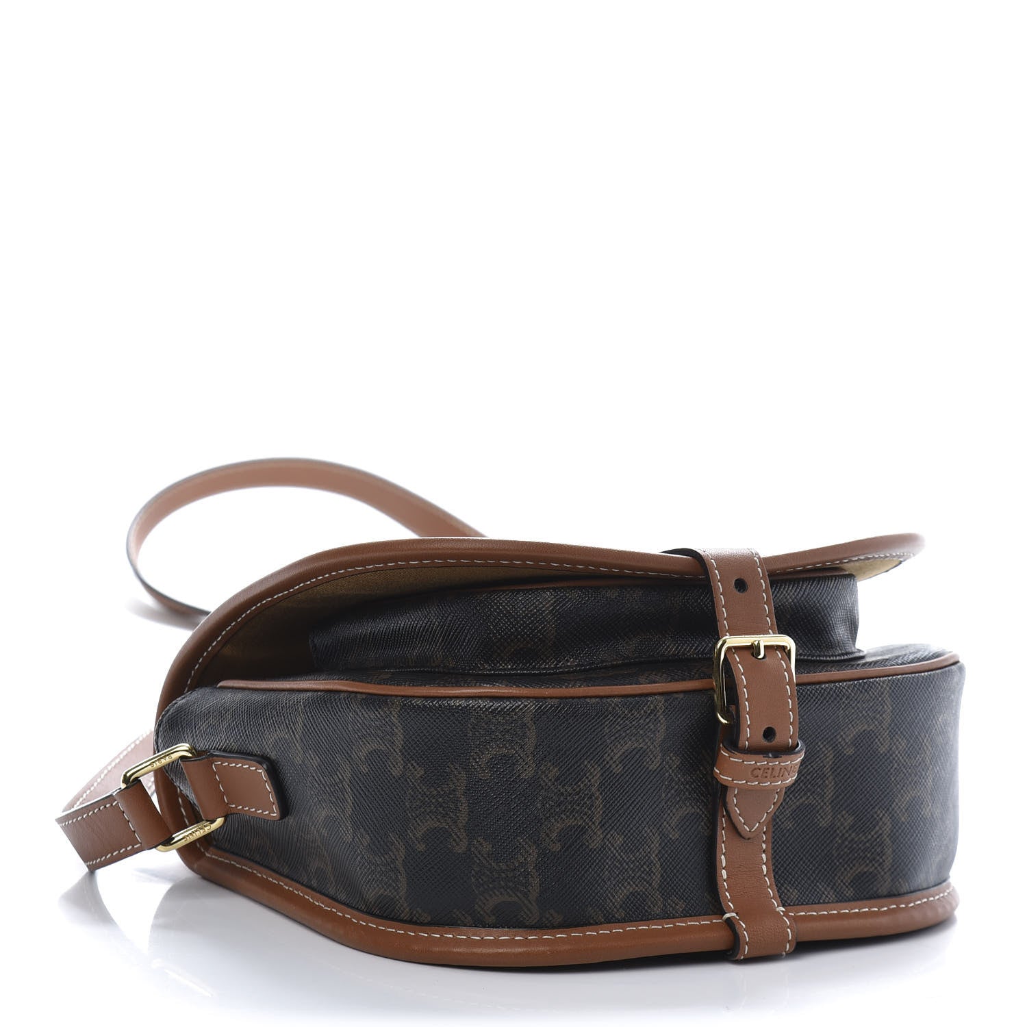 Celine Triomphe Canvas Medium Folco Bag Tan 4 of 9