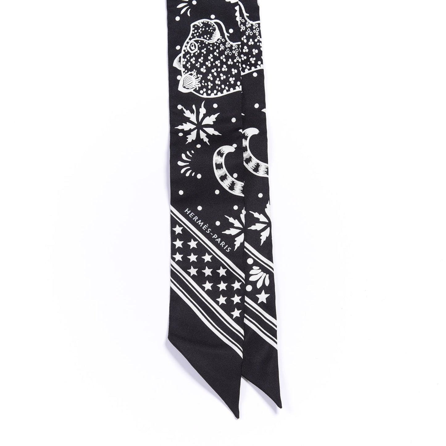 Silk Les Leopards Twilly Black White