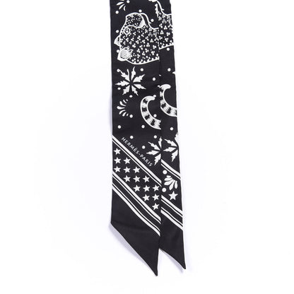 Hermes Silk Les Leopards Twilly Black White 2 of 4