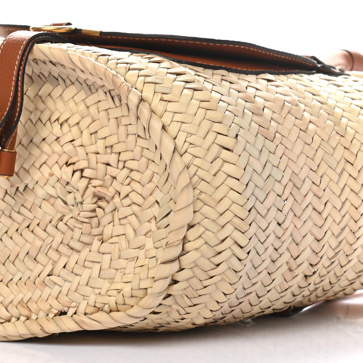 Raffia Small Grain Calfskin Medium Marcie Basket Tan