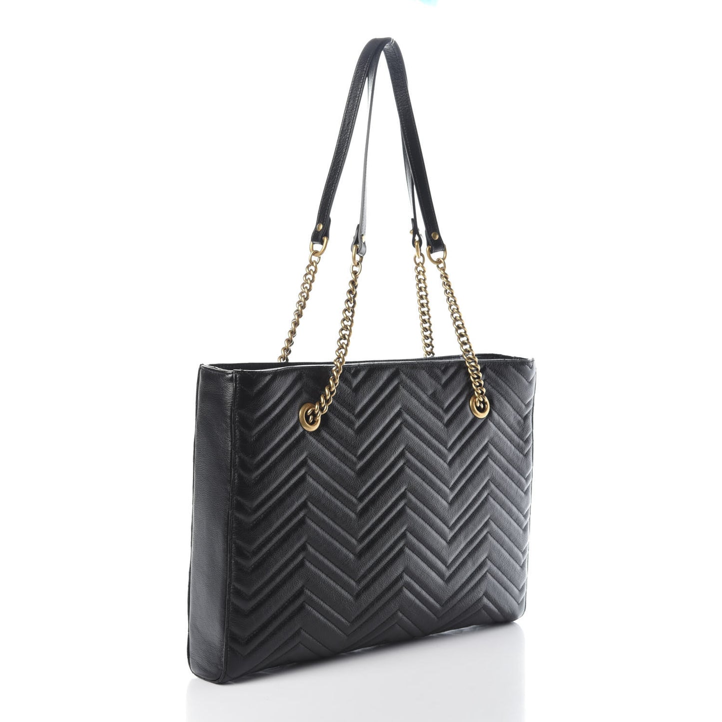 Vintage Calfskin Matelasse Medium GG Marmont Slim Tote Black
