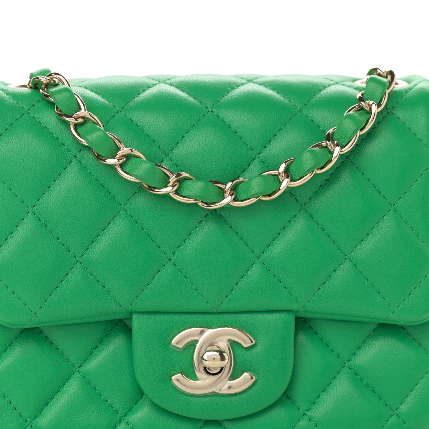 Chanel Lambskin Quilted Mini Square Flap Green 7 of 14
