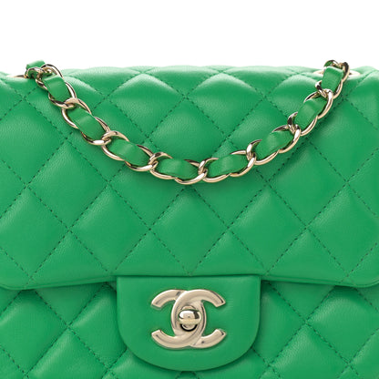 Chanel Lambskin Quilted Mini Square Flap Green 7 of 14