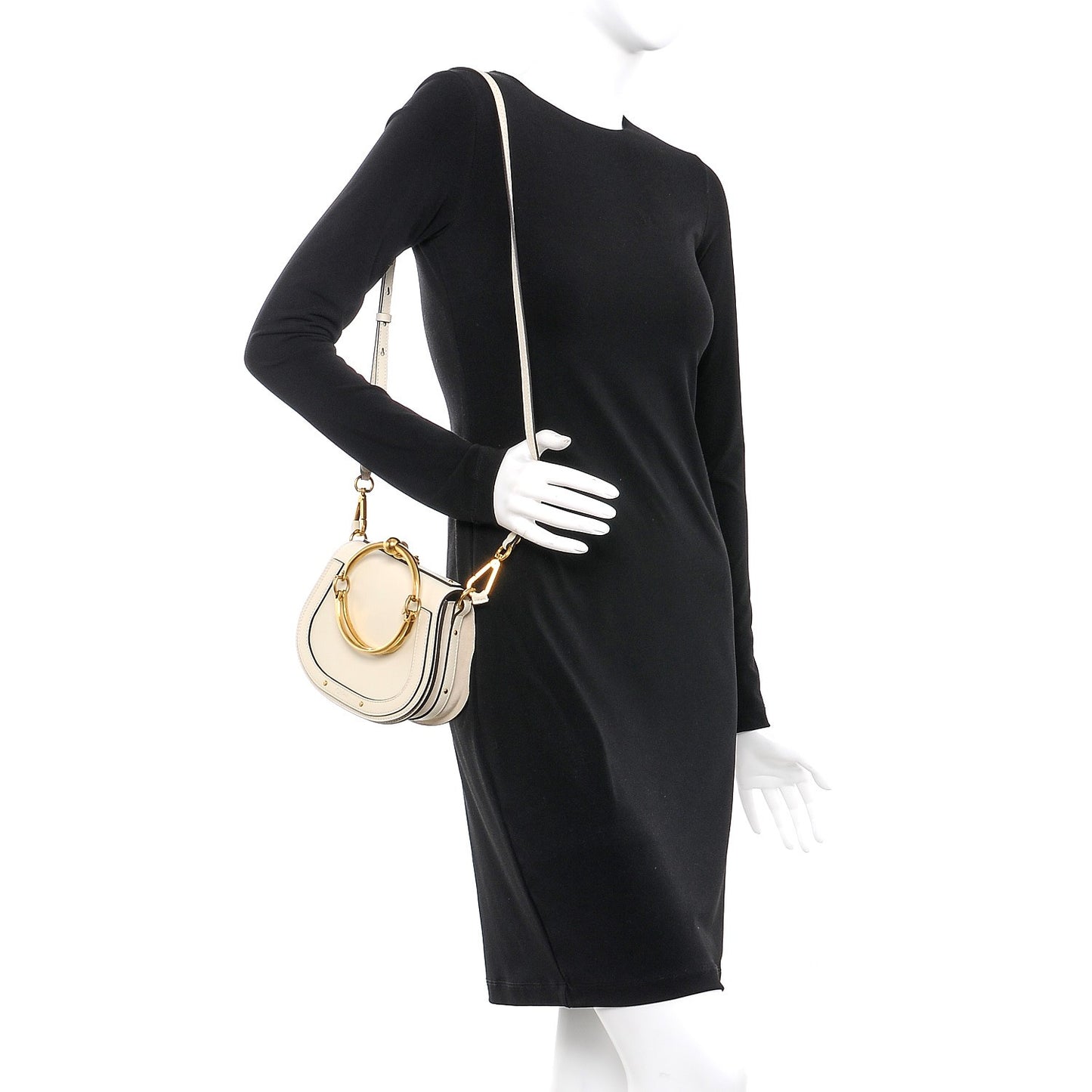 Calfskin Suede Small Nile Bracelet Bag Off White