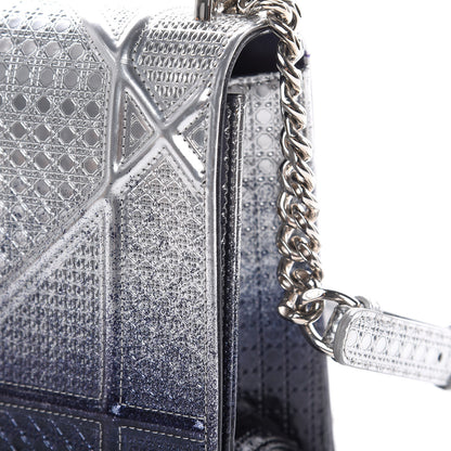 Christian Dior Metallic Patent Micro-Cannage Gradient Medium Diorama Flap Bag Silver Blue 9 of 12