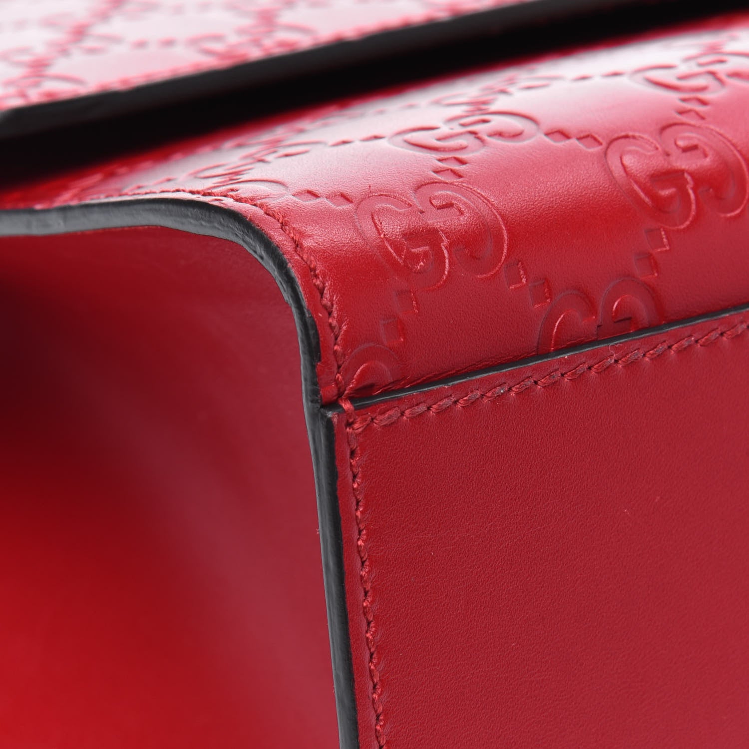 Gucci Guccissima Medium Padlock Shoulder Bag Hibiscus Red 11 of 16