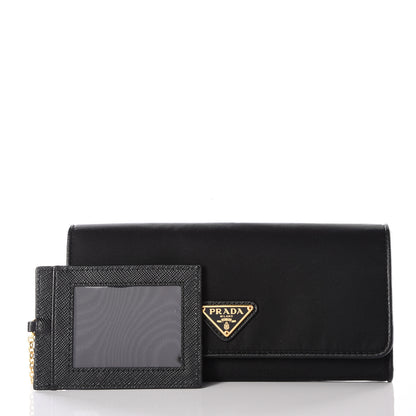 Prada Tessuto Nylon Continental Flap Wallet Black 9 of 9