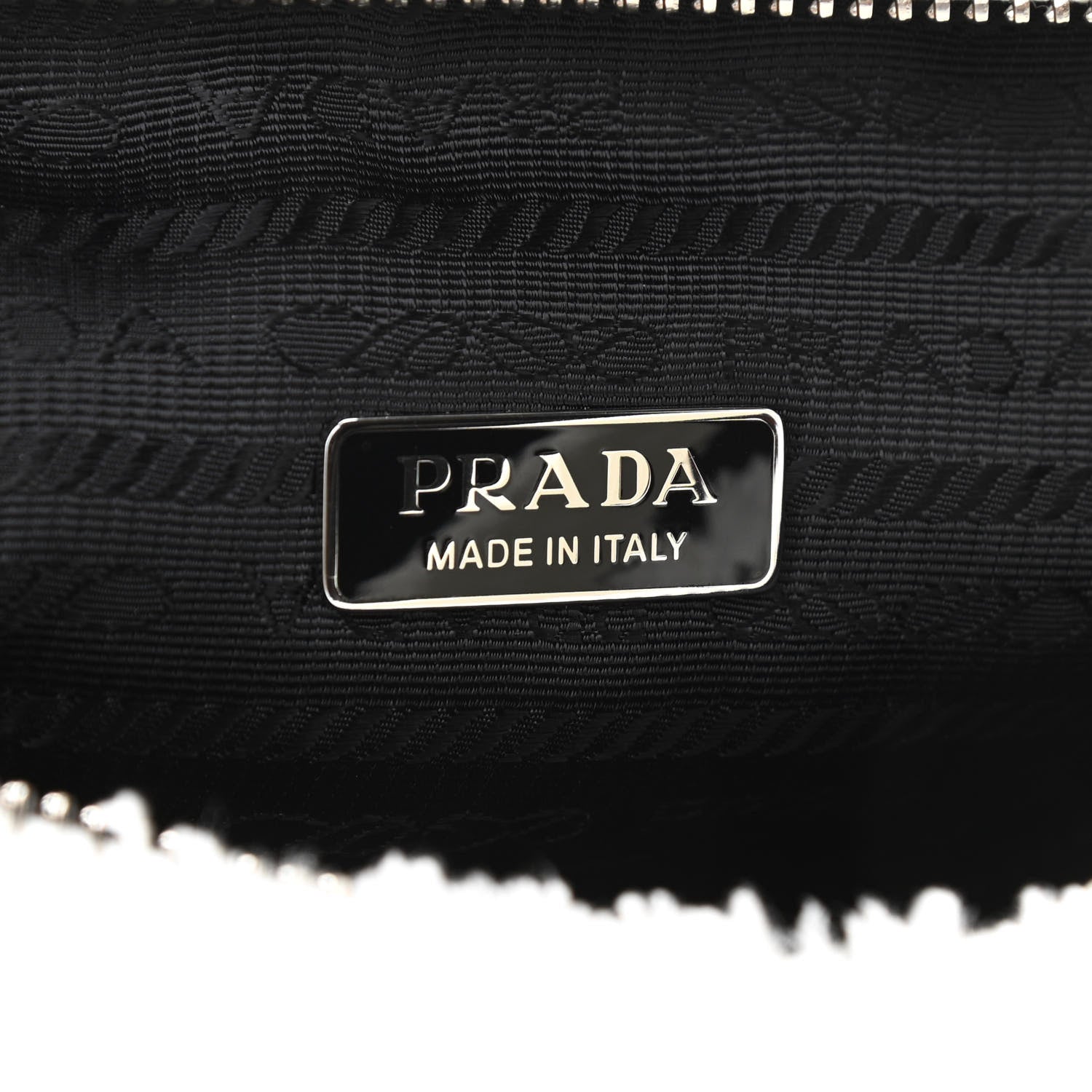 Prada Terry Cloth Mini Re-Edition 2000 Bag White Black 8 of 9