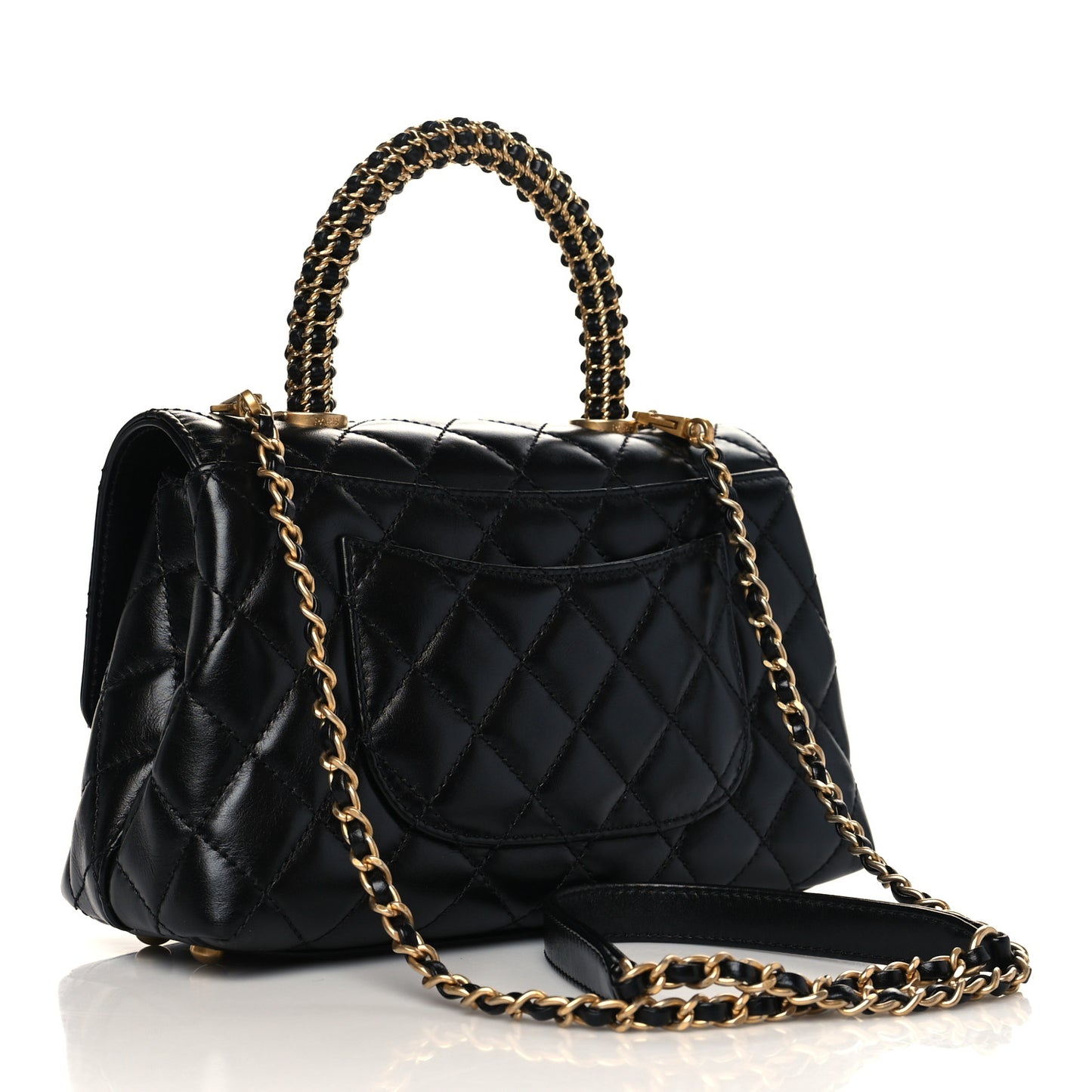 Calfskin Quilted Mini Coco Handle Flap Black