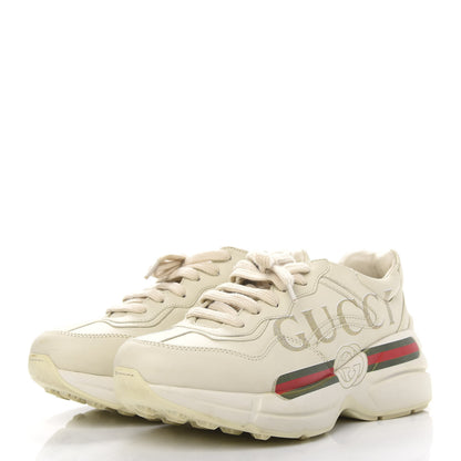 Gucci Calfskin Logo Womens Rhyton Sneakers 36.5 Ivory 3 of 11