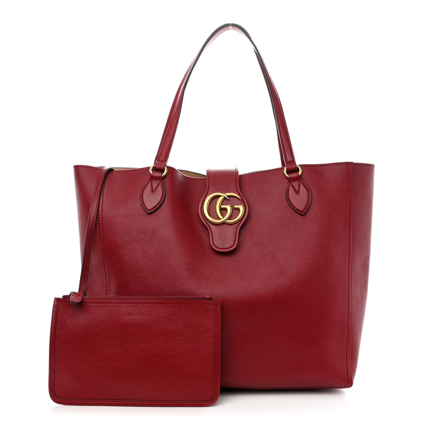 New Sakai Calfskin Lux Medium Dahlia Tote New Cherry Red