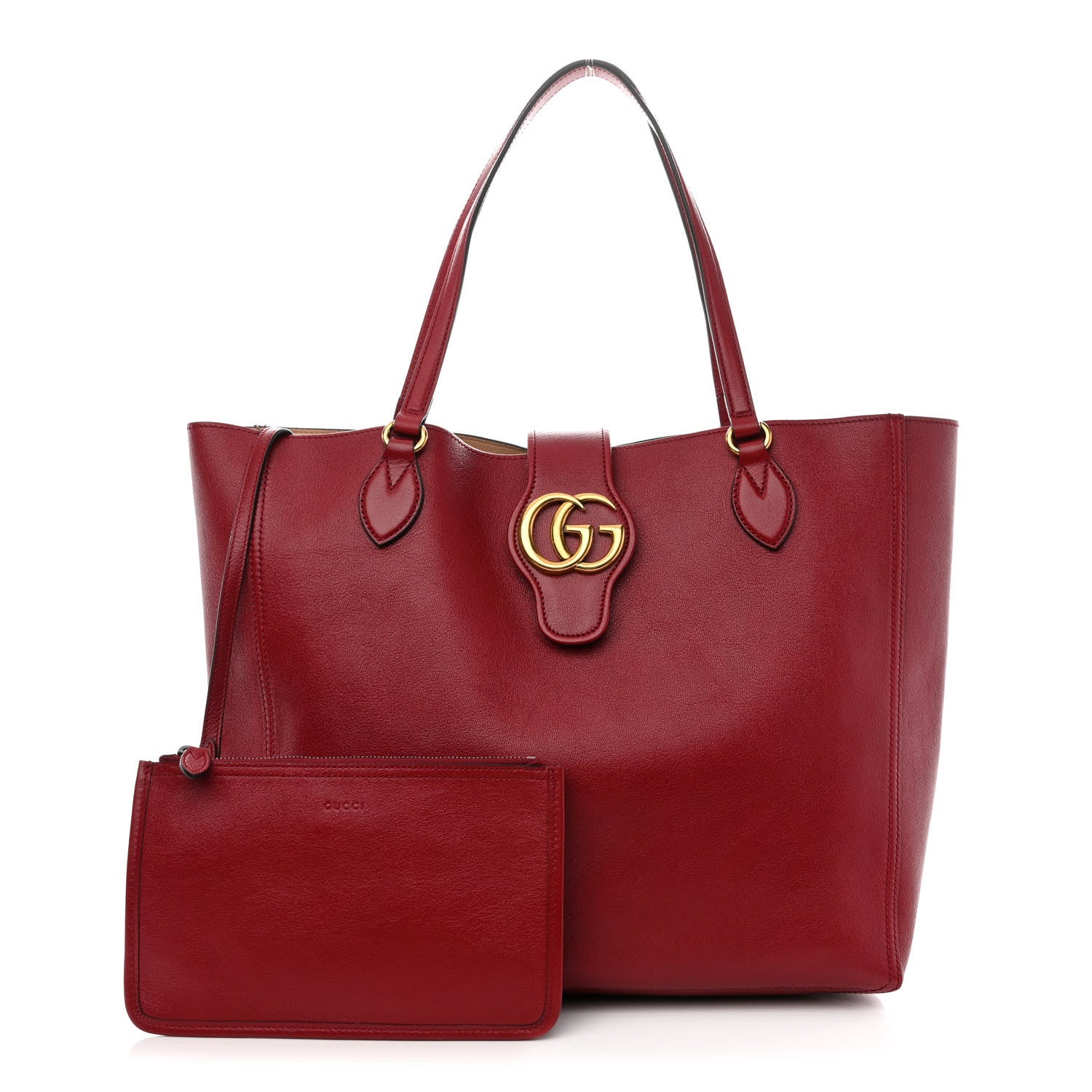 Gucci New Sakai Calfskin Lux Medium Dahlia Tote New Cherry Red 1 of 12