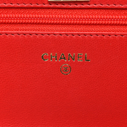 Chanel Lambskin Quilted Trendy CC Wallet On Chain WOC Red 6 of 13