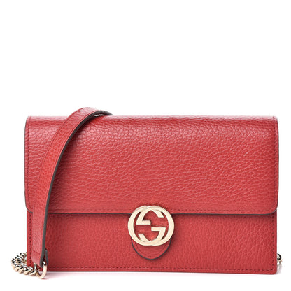 Gucci Dollar Calfskin Interlocking G Chain Wallet Red 1 of 13