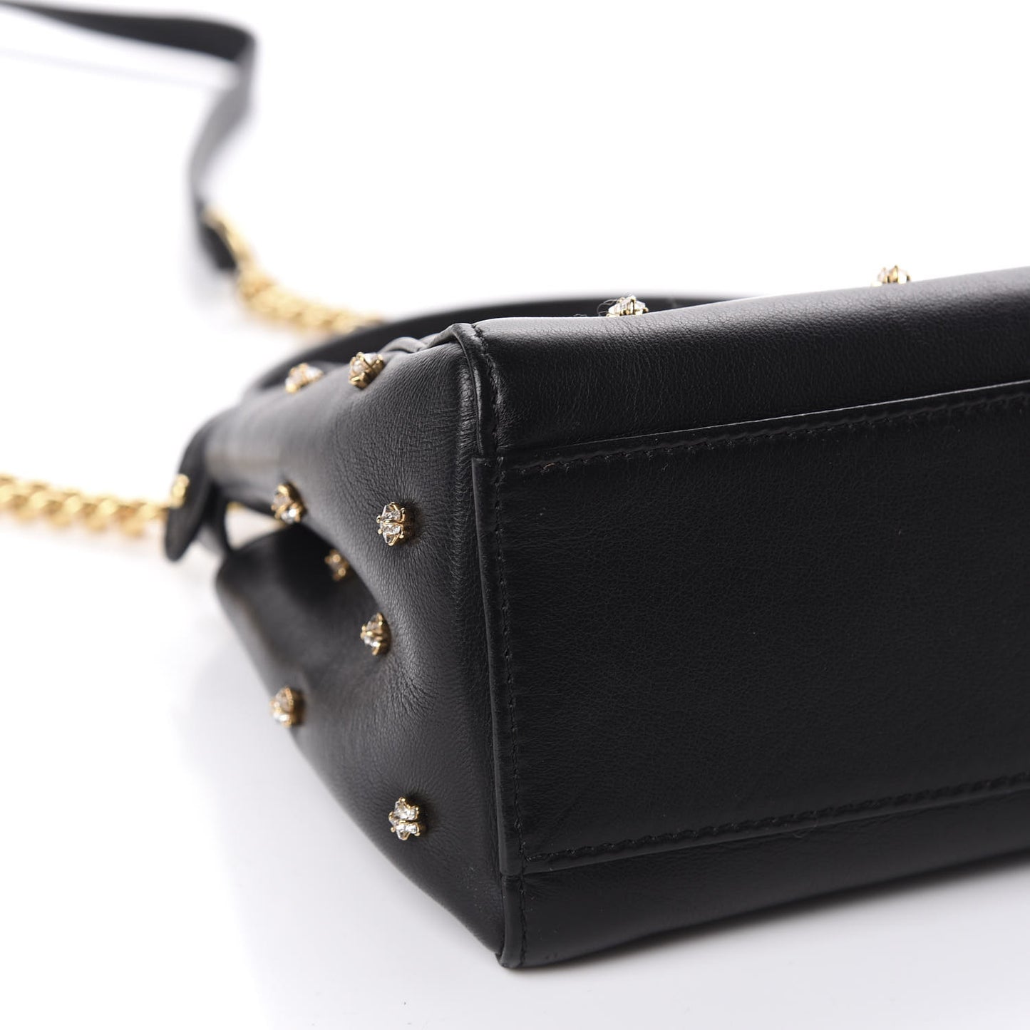 Nappa Crystal Studded XS Peekaboo Iconic Satchel Black