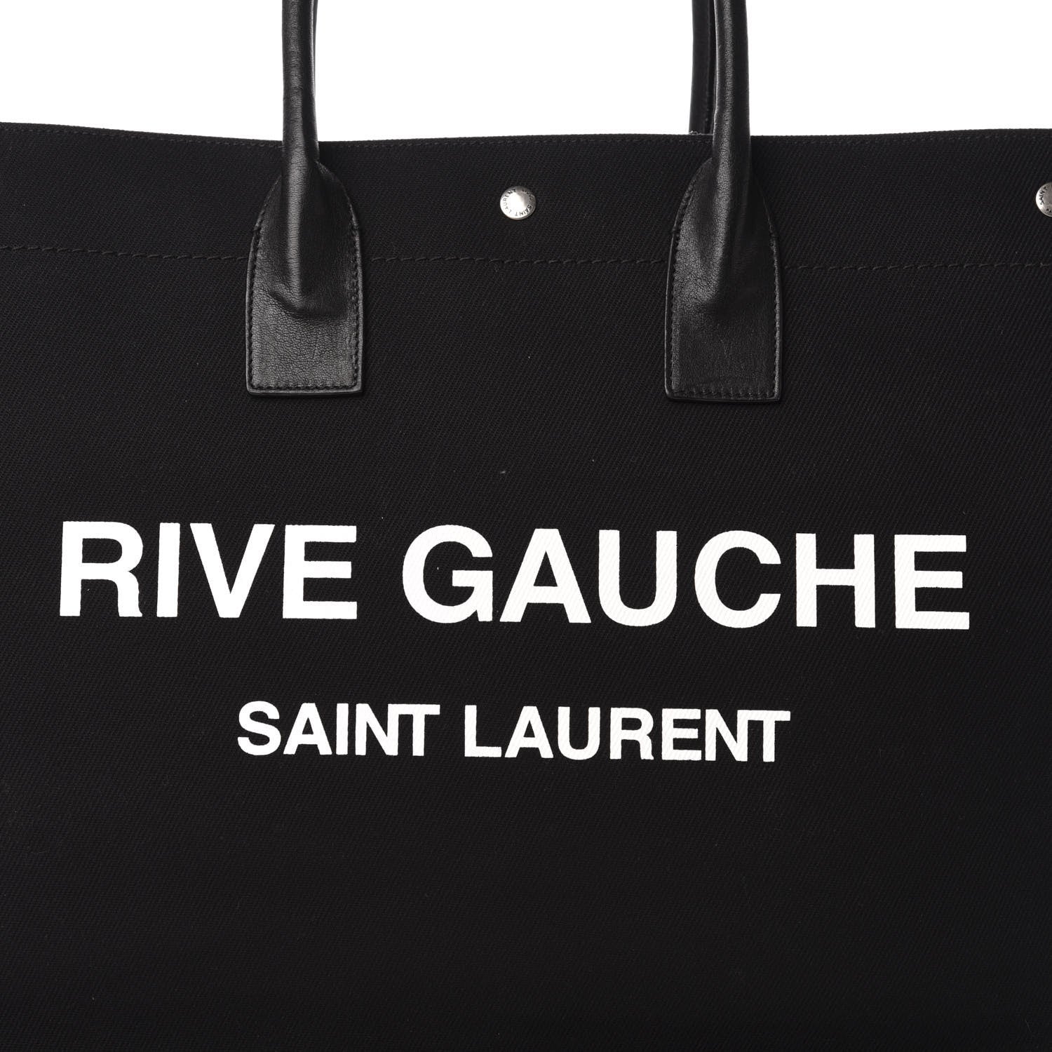 Saint Laurent Linen Calfskin Rive Gauche Tote Black 13 of 13